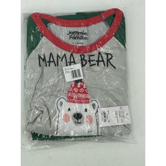 NWT Kohls Jammies For Your Families Women's MAMA BEAR Set Gray Green Christmas - Picture 1 of 4